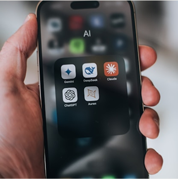 A person holding a mobile phone up to the camera